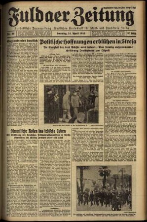 Erste Ausgabe vom Sonntag, den 14. April 1935.