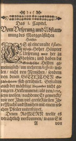 Das I. Capitel. Vom Ursprung und Abstammung des Marggräflichen Hauses.