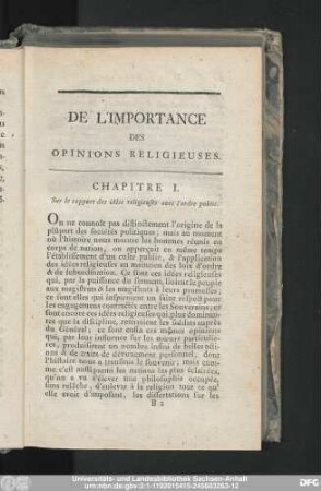 De L'Importance Des Opinions Religieuses.