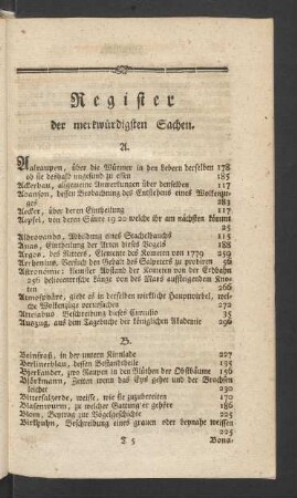 Register der merkwürdigsten Sachen
