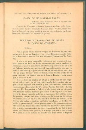 Discurso del Embajador de España Don Pablo de Churruca