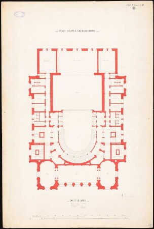 Stadttheater, Magdeburg: Grundriss 2. Rang 1:100