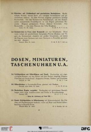 Dosen, Miniaturen, Taschenuhren (Nr. 384-447)