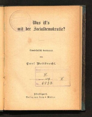 Was ist's mit der Socialdemokratie?