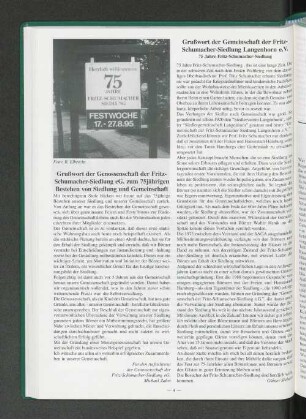 Grußwort der Gemeinschaft der Fritz-schumacher-Siedlung Langenhorn e.V.
