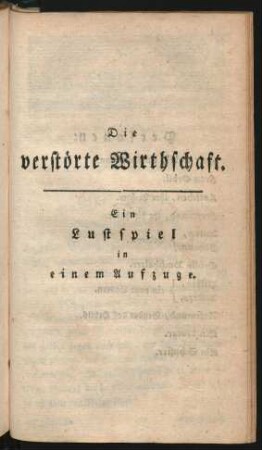 Die verstörte Wirthschaft