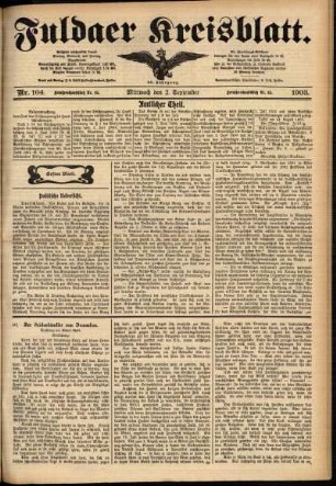 Erste Ausgabe vom Mittwoch, den 02. September 1903.