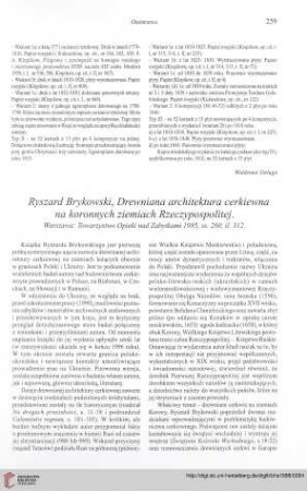 [Rezension von: Ryszard Brykowski, Drewniana architektura cerkiewna na koronnych ziemiach Rzeczypospolitej]