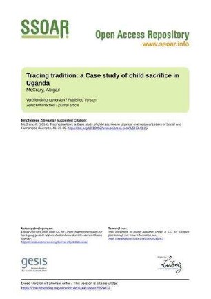 Tracing tradition: a Case study of child sacrifice in Uganda