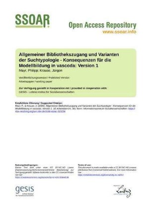 Allgemeiner Bibliothekszugang und Varianten der Suchtypologie - Konsequenzen für die Modellbildung in vascoda: Version 1