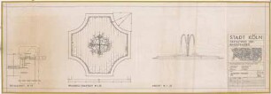 Hansjakob, Gottfried; Köln; Westliche Ringstraße - Hahnentor, Brunnen Süd (Grundriss; Ansicht; Schnitt; Detail)
