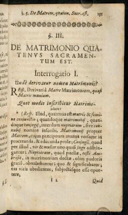 131-155, §. III. De Matrimonio Quatenus Sacramentum Est.