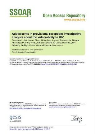 Adolescents in provisional reception: investigative analysis about the vulnerability to HIV