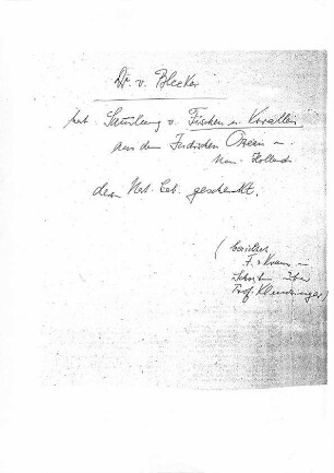 Notiz über Schenkung von Bleeker an das Naturalienkabinett (Fische und Korallen aus dem Indischen Ozean)
