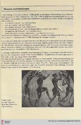 Hinweise und Mitteilungen