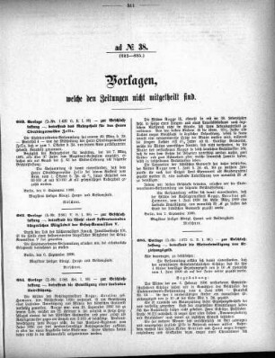 Anlage: ad No.38 (682-685), Vorlagen, welche den Zeitungen nicht mitgeteilt sind