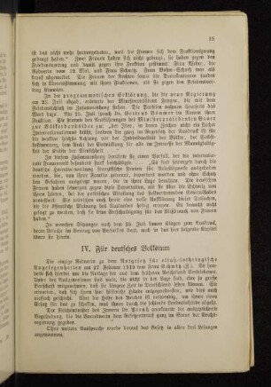 IV. Für deutsches Volkstum