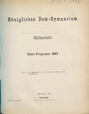 Oster-Programm. 1882/83