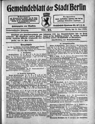 1922,21: Nr. 21, 21. Mai 1922