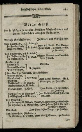 Verzeichniß der in hiesigen saemtlichen Heßischen Fuerstenthuemern und Landen befindlichen adelichen Justitiarien