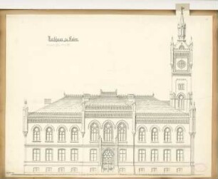 Rathaus, Calau Monatskonkurrenz März 1879: Variante II: Aufriss Vorderansicht; Maßstabsleiste
