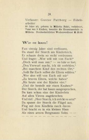 Verfasser: Gustav Pattberg - Fabrikarbeiter