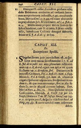 Caput XLI. De Exceptione Spolii. - Caput XLV. De Exceptione non demonstrati Interesse.