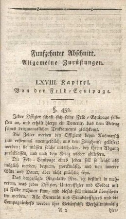 LXVIII. Kapitel. Von der Feld-Equipage.