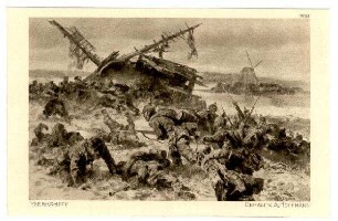 Der Krieg 1914/15 in Postkarten, 51. Reihe, Abt.: Das deutsche Heer; Inhalt: Schlachtenbilder von Prof. A. Hoffman: Nr. 508: Yserkämpfe