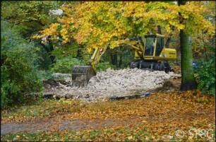 Potsdam, Neuer Garten, Abriss des ehemaligen Bootsschuppens auf dem Pionierhausgelände.