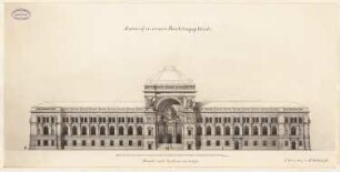 Reichstag, Berlin Zweiter Wettbewerb: Fassade nach der Sommerstraße 1:200