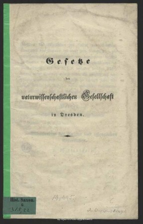 Gesetze der naturwissenschaftlichen Gesellschaft in Dresden