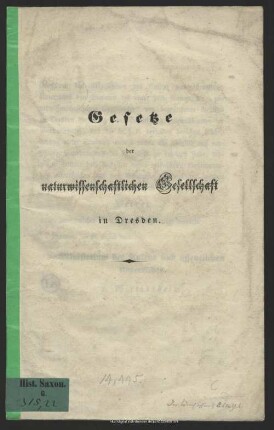 Gesetze der naturwissenschaftlichen Gesellschaft in Dresden