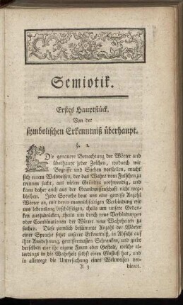 Erstes Hauptstück. Von der symbolischen Erkenntniß überhaupt.