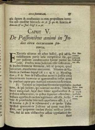 Caput V. De Passionibus animi in Judice circa executionem sententiæ.