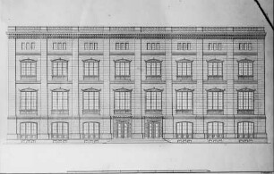 Berlin-Mitte, Bauakademie (Allgemeine Bauschule), erbaut 1832/1836 nach Entwurf von Karl Friedrich Schinkel (1781/1841), Riss der Eingangsseite nach Schinkel, Kupferstich (?) für Schinkels Sammlung architektonischer Entwürfe 1833; Vorlage dazu als Federzeichnung in Berlin, Schinkelmuseum