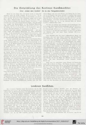 Londoner Kunstschau / Aus dem nordischen Kunstleben / Aus der Künstlerwelt / Kunstauktionen / Kunstausstellungen / Hollands Kunstwesen / SAchweizerische Kunstchronik / Der Goldschmiede Merkzeichen
