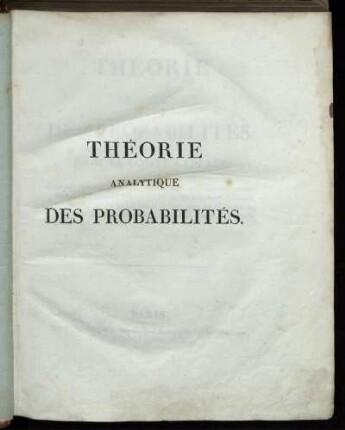 Hauptbd.: Théorie analytique des probabilités. Hauptbd.