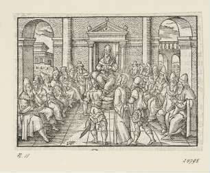 Christus vor Herodes, aus: Adam Reißner, "Jerusalem", Frankfurt am Main 1563, Teil I fol. XXXVIIv