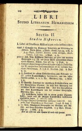 Sectio II. Studio Historico