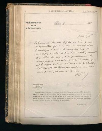 [Autógrafo y retrato de] M. Raymond Poincaré, Presidente de la República Francesa.