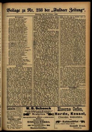 Zweite Ausgabe vom Sonntag, den 16. Oktober 1892.