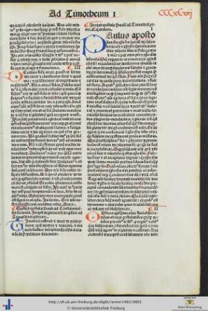 Argumentum in epistolam ad Timotheum primam