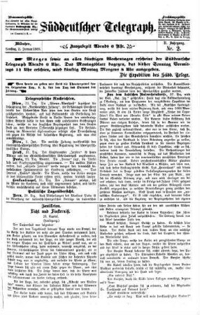 Süddeutscher Telegraph : Münchner Abendzeitung. 1869,1/6 = Jg. 2