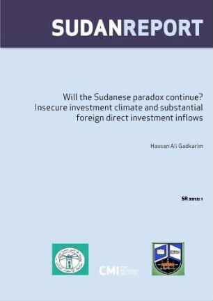 Will the Sudanese paradox continue? Insecure investment climate and substantial foreign direct investment inflows