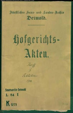 Korf, Hermann und Hermann Berend gegen Forstverwalter Rötteken - Abrechnung