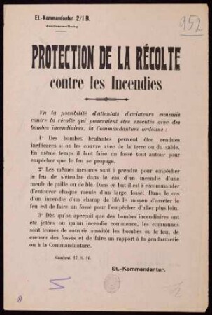 "Protection de la Récolte contre les Incendies"