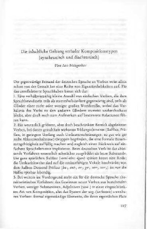 Die inhaltliche Geltung verbaler Kompositionstypen (synchronisch und diachronisch)