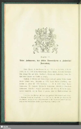 Kapitel V. Peter Hohmanns, des Edlen Pannerherrn v. Hohenthal Descendenz