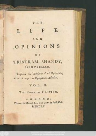 Vol. 2: The Life And Opinions Of Tristram Shandy, Gentleman